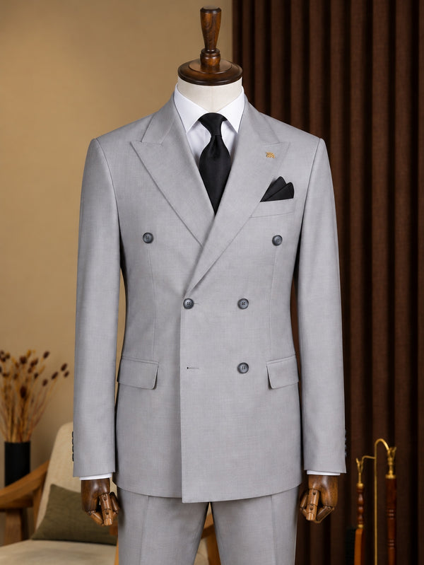 Custom Grey Double-Breasted Suit by Sana Tailor, Jaipur — garment view 1
