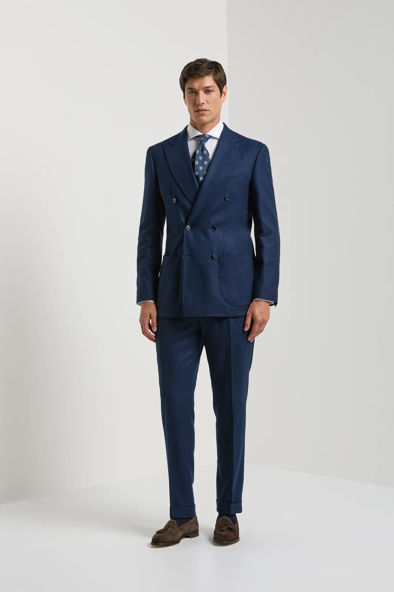 Blue Flannel Double-Breasted Suit by Sana Tailor, Jaipur — garment view 1