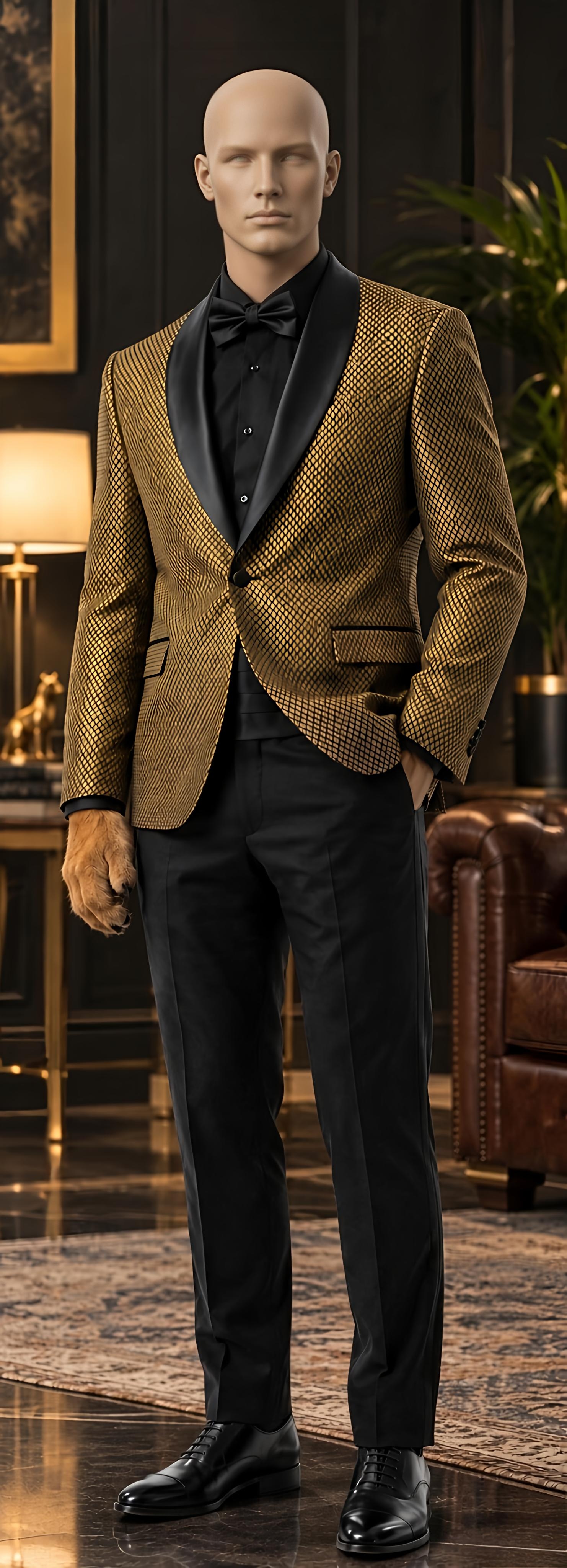 Gold tuxedo by Sana Tailor, Jaipur — garment view 1
