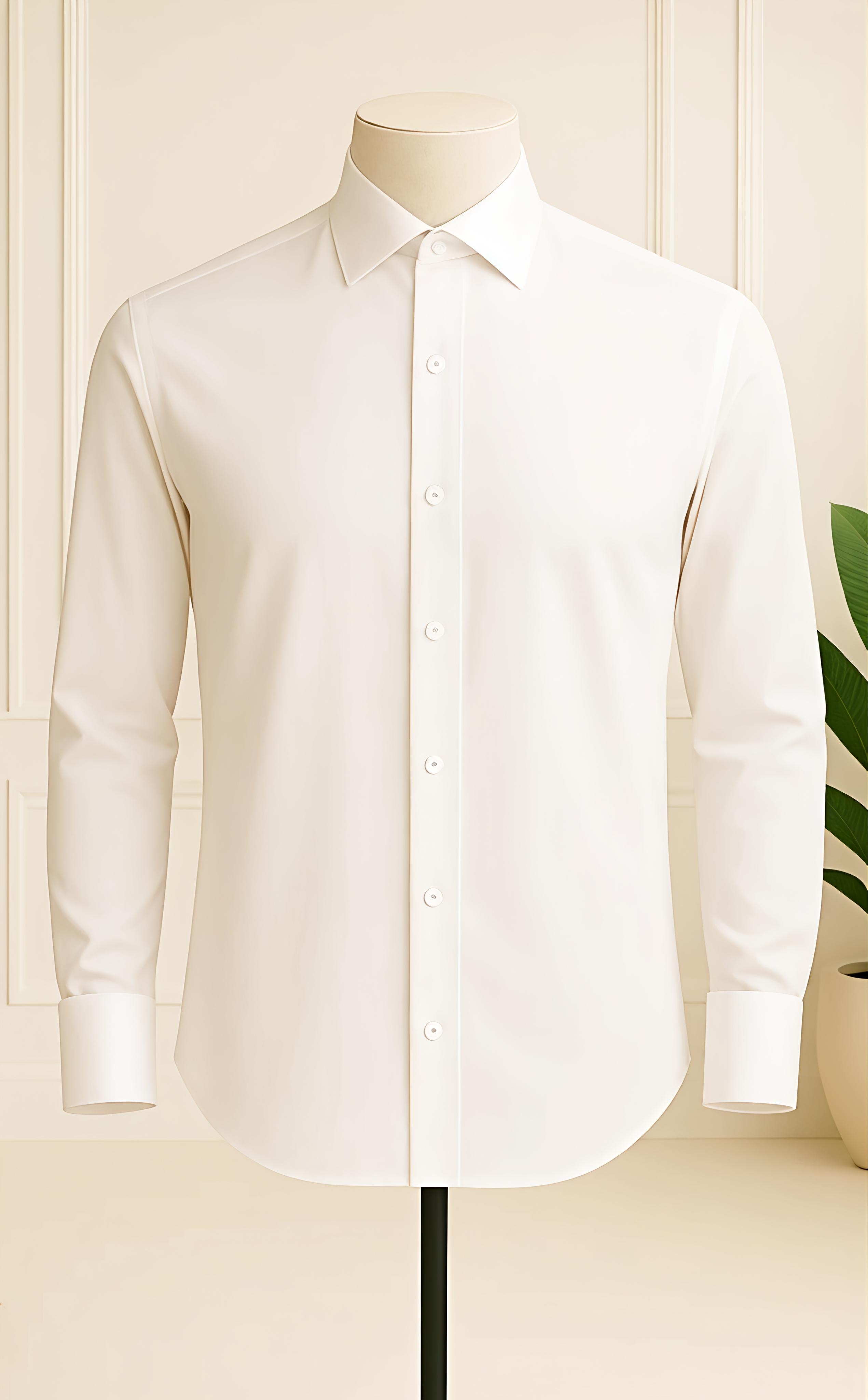 Crisp White Bespoke Poplin Shirt by Sana Tailor, Jaipur — garment view 1